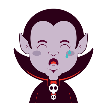 Dracula crying face cartoon cute png
