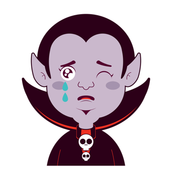Dracula crying face cartoon cute png