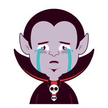 Dracula crying face cartoon cute png