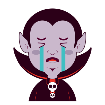 Dracula crying face cartoon cute png