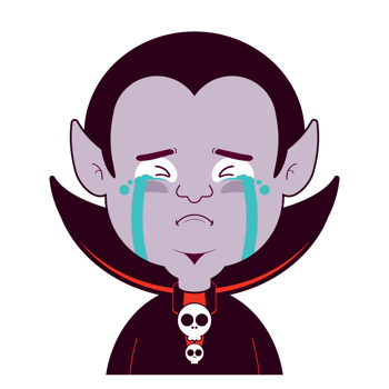 Dracula crying face cartoon cute png