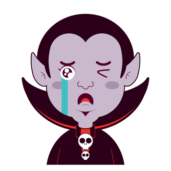Dracula crying face cartoon cute png