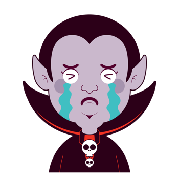 Dracula crying face cartoon cute png