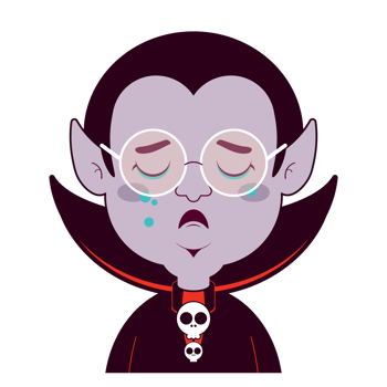 Dracula crying face cartoon cute png