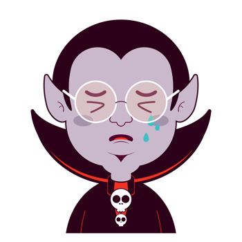 Dracula crying face cartoon cute png