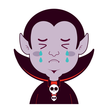 Dracula crying face cartoon cute png