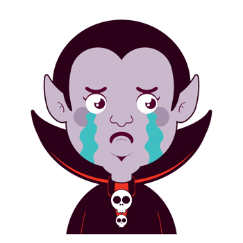 Dracula crying face cartoon cute png