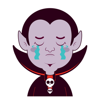 Dracula crying face cartoon cute png