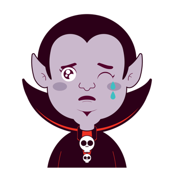 Dracula crying face cartoon cute png