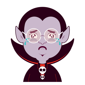 Dracula crying face cartoon cute png