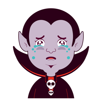 Dracula crying face cartoon cute png