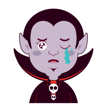 Dracula crying face cartoon cute png