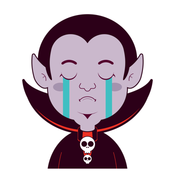 Dracula crying face cartoon cute png
