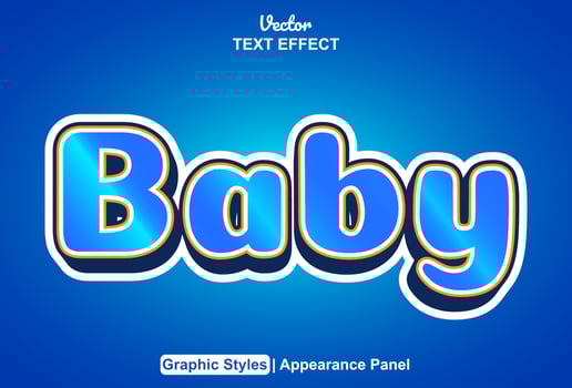 baby text effect with graphic style and editable. vector