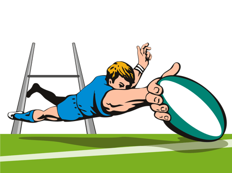 Rugby Player Scoring Try Drawing png