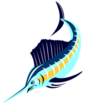 Sailfish Fish Jumping Retro png