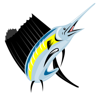 Sailfish Fish Jumping Retro png