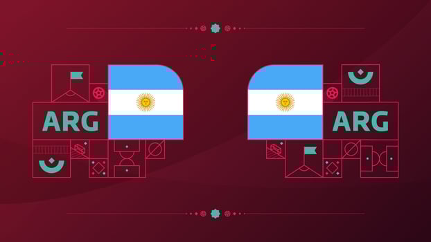 argentina flag for 2022 football cup tournament. isolated National team flag with geometric elements for 2022 soccer or football Vector illustration