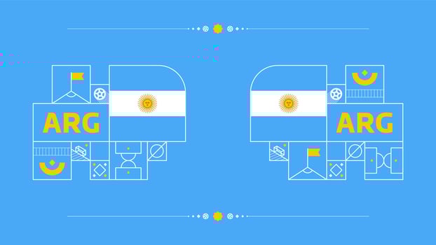 argentina flag for 2022 football cup tournament. isolated National team flag with geometric elements for 2022 soccer or football Vector illustration