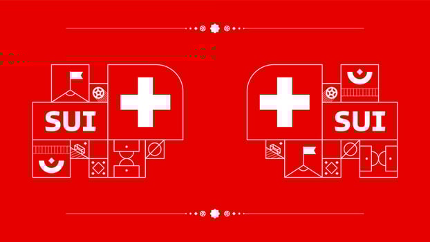switzerland flag for 2022 football cup tournament. isolated National team flag with geometric elements for 2022 soccer or football Vector illustration