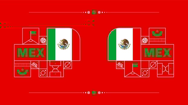 mexico flag for 2022 football cup tournament. isolated National team flag with geometric elements for 2022 soccer or football Vector illustration