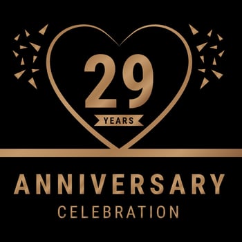 29 years anniversary celebration logotype. anniversary logo with golden color isolated on black background, vector design for celebration, invitation card, and greeting card. Eps10 Vector Illustration