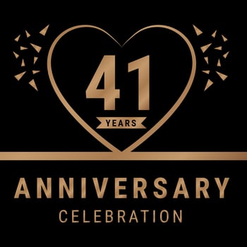 41 years anniversary celebration logotype. anniversary logo with golden color isolated on black background, vector design for celebration, invitation card, and greeting card. Eps10 Vector Illustration