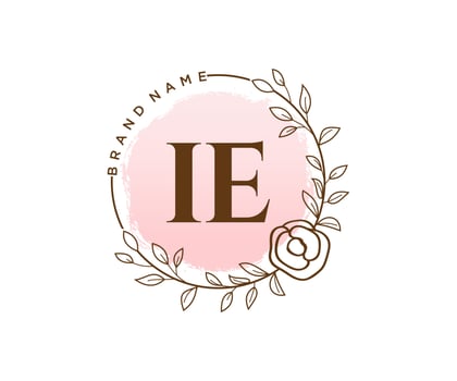 Initial IE feminine logo. Usable for Nature, Salon, Spa, Cosmetic and Beauty Logos. Flat Vector Logo Design Template Element.