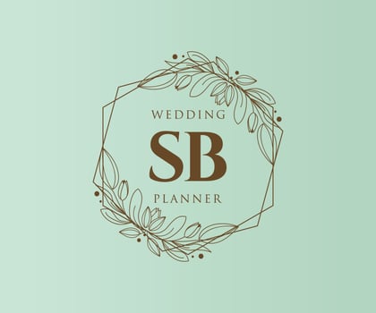 SB Initials letter Wedding monogram logos collection, hand drawn modern minimalistic and floral templates for Invitation cards, Save the Date, elegant identity for restaurant, boutique, cafe in vector