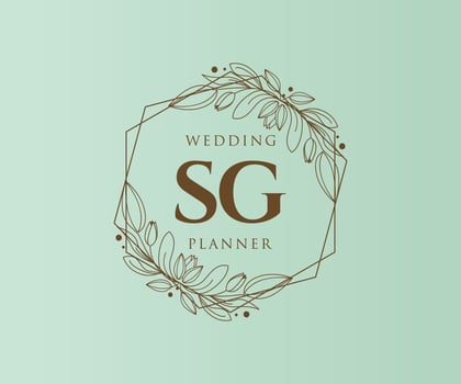 SG Initials letter Wedding monogram logos collection, hand drawn modern minimalistic and floral templates for Invitation cards, Save the Date, elegant identity for restaurant, boutique, cafe in vector