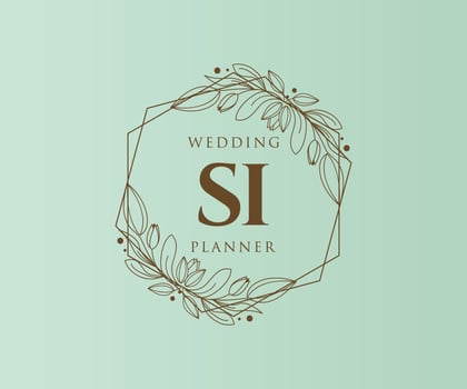 SI Initials letter Wedding monogram logos collection, hand drawn modern minimalistic and floral templates for Invitation cards, Save the Date, elegant identity for restaurant, boutique, cafe in vector