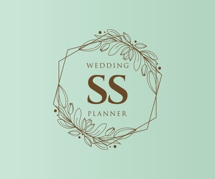 SS Initials letter Wedding monogram logos collection, hand drawn modern minimalistic and floral templates for Invitation cards, Save the Date, elegant identity for restaurant, boutique, cafe in vector