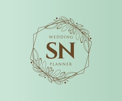 SN Initials letter Wedding monogram logos collection, hand drawn modern minimalistic and floral templates for Invitation cards, Save the Date, elegant identity for restaurant, boutique, cafe in vector