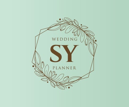 SY Initials letter Wedding monogram logos collection, hand drawn modern minimalistic and floral templates for Invitation cards, Save the Date, elegant identity for restaurant, boutique, cafe in vector