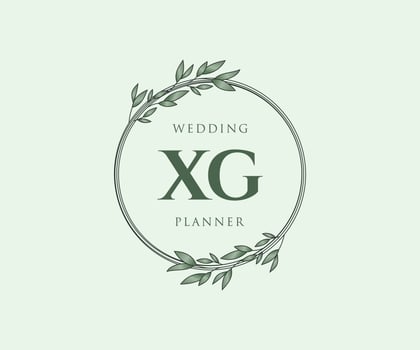 XG Initials letter Wedding monogram logos collection, hand drawn modern minimalistic and floral templates for Invitation cards, Save the Date, elegant identity for restaurant, boutique, cafe in vector