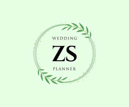 ZS Initials letter Wedding monogram logos collection, hand drawn modern minimalistic and floral templates for Invitation cards, Save the Date, elegant identity for restaurant, boutique, cafe in vector