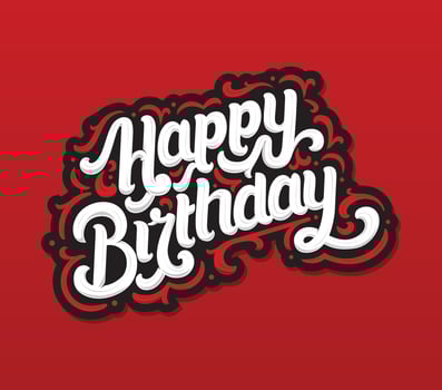 Happy Birthday Hand Lettering for Gift Card and Background vector