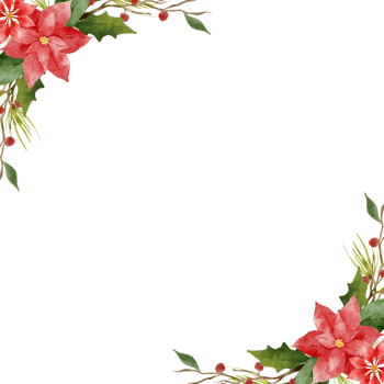 Watercolor Christmas Leaves Flowers Frame png