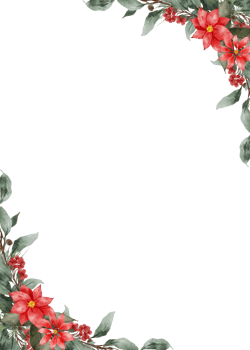 Watercolor Christmas Leaves Flowers Frame png