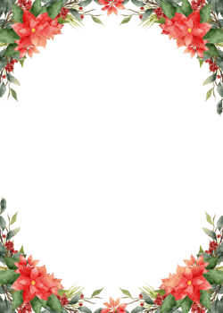 Watercolor Christmas Leaves Flowers Frame png