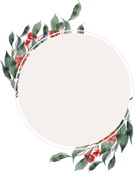 Christmas Leaves Flowers Watercolor Wreath Frame png
