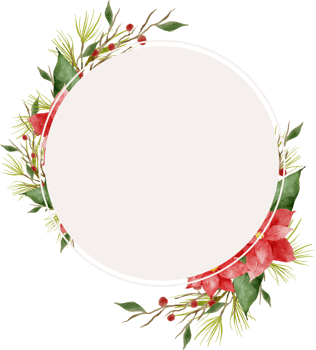 Christmas Leaves Flowers Watercolor Wreath Frame png