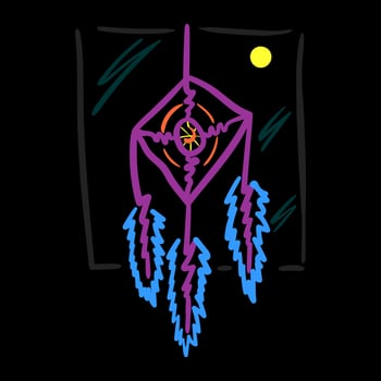 Vector illustration of dream catcher in night scene