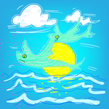 Flying fish vector illustration