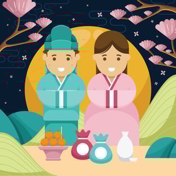 Seollal Season Greeting Cute Illustration vector