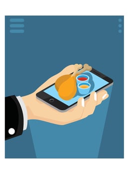 3D Isometric Flat Vector Concept of, Restaurant and Cafe Online Food Order App with Smartphone.  Suitable for Diagrams, Infographics, And Other Graphic assets