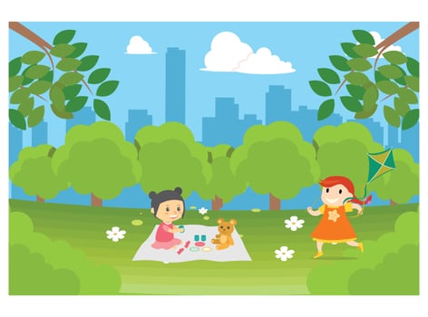 flat illustrations activities outside in park vector illustration. Suitable for Diagrams, Infographics, And Other Graphic assets