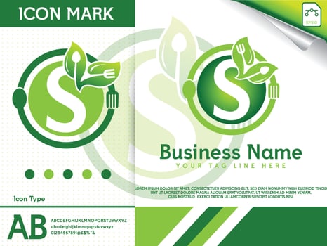 Spoon and fork restaurant letter S logo template vector