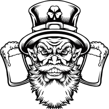 St patrick and beer Silhouette Clipart vector