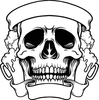 Skull Drinking Joint Beer Silhouette vector